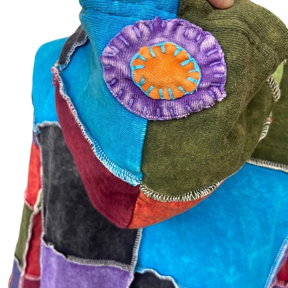 KPC Patchwork Colorful Boho Jacket With Hood - Picture 7 of 16